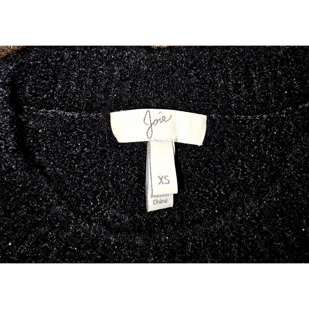 Joie Sweater Women XS Black Metallic Twist Front Volume Sleeve Wool Alpaca Boucl - Picture 5 of 7